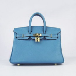 Hermes Birkin 25Cm Handbag Blue Gold